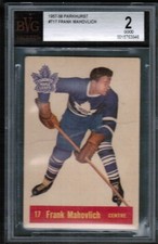 1957- 58 Parkhurst #T17 Frank Mahovlich Rookie Rc BVG 2 Toronto Maple Leafs