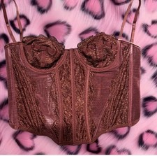 Gently Used Out from Under Brown Lace Corset Top Size Medium