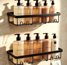 Moforoco Black Self-Adhesive Shower Caddy Shelf Organizer Rack 2-Pack