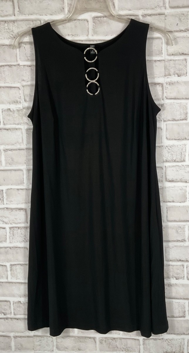 JBS Dress Womens Sz 1X Black 3 Diamond Circles Stretch Pullover Maxi Sleeveless