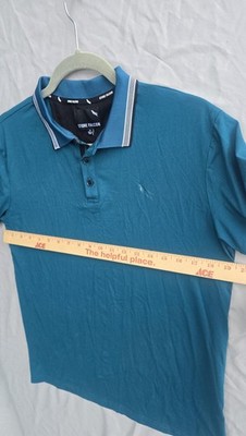 Stone Falcon Golf Polo Shirt Mens Medium Blue Stretch Jersey Logo
