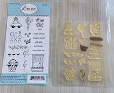 a muse Clear Stamp "Simple Wishes" Sentiment And Decor Set EUC