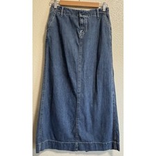 Vintage Denim Maxi Skirt Y2K 100 Cotton Bohemian VTG Cottage Old Navy Size 2