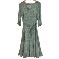 FatFace Women's Maxi Dress Green 100% Viscose Maxi Ditsy Floral Print Size 12