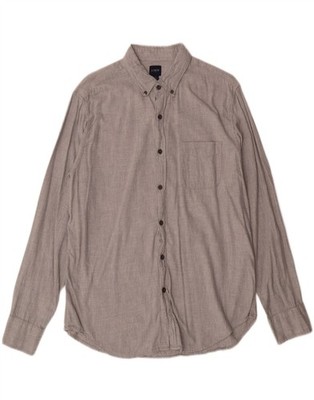 J. CREW Herren Hemd Large Grau Baumwolle FS07