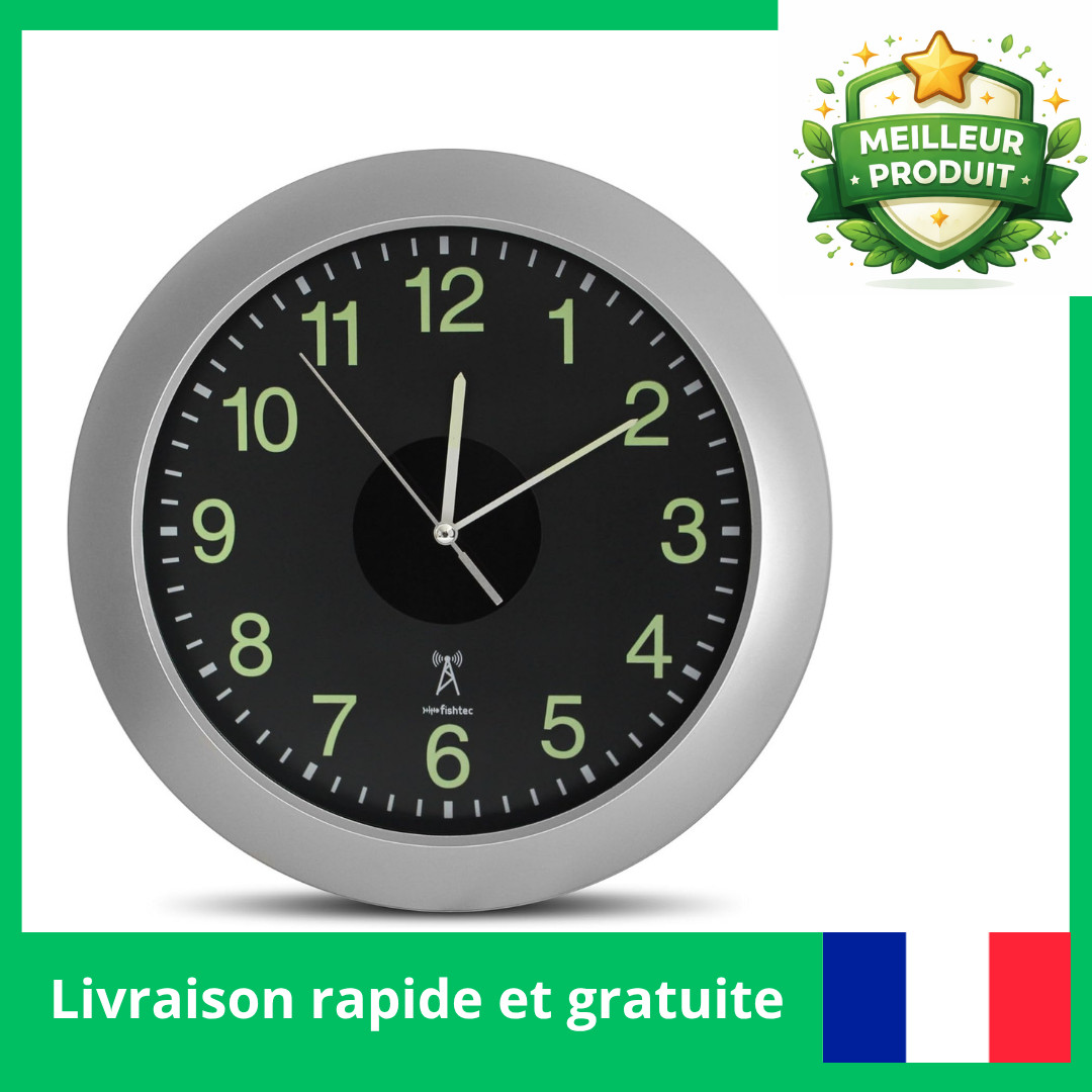 Horloge murale silencieuse radio-pilotée solaire pour bureau et maison