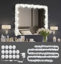 Vanity Light with Feather String for Mirror, Hide Wires & Bedroom Decor, 14 LED