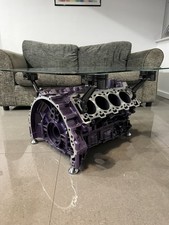 Metallic Purple V8 Engine Block Coffee Table.