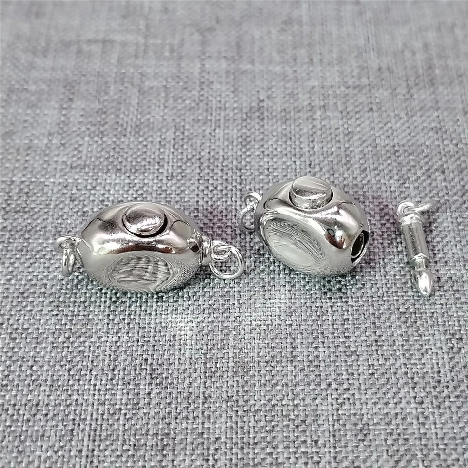 925 Sterling Silver Box Bead Connector w/Push Button Design Clasp Rhodium Plated - Image 4 of 4