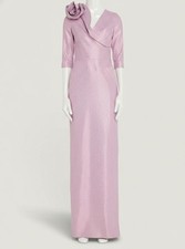 Rickie Freeman for Teri Jon Women's Pink Metallic Jacquard Gown Dress Size 4