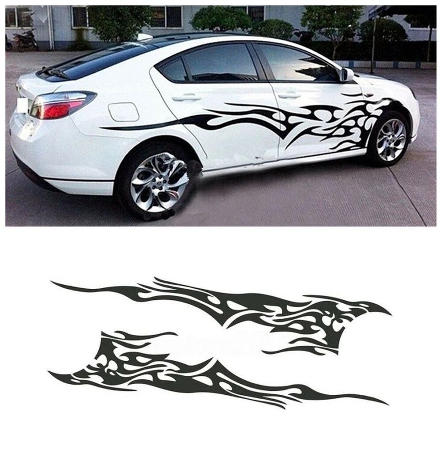 2x S&D Nero Adesivi Auto Vinile Con Grafica Fiamma Per Audi A6 S6 RS6 All Models Foto 3 de 4