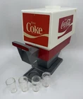 Coca-Cola Coke Dispenser by Vintage Trim Toys w/ 4 Mini Cups & HTF Coke Bottle