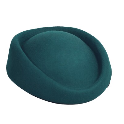 Dark Green Wool Felt Fascinator Beret Top Hat For Women  display picture 3
