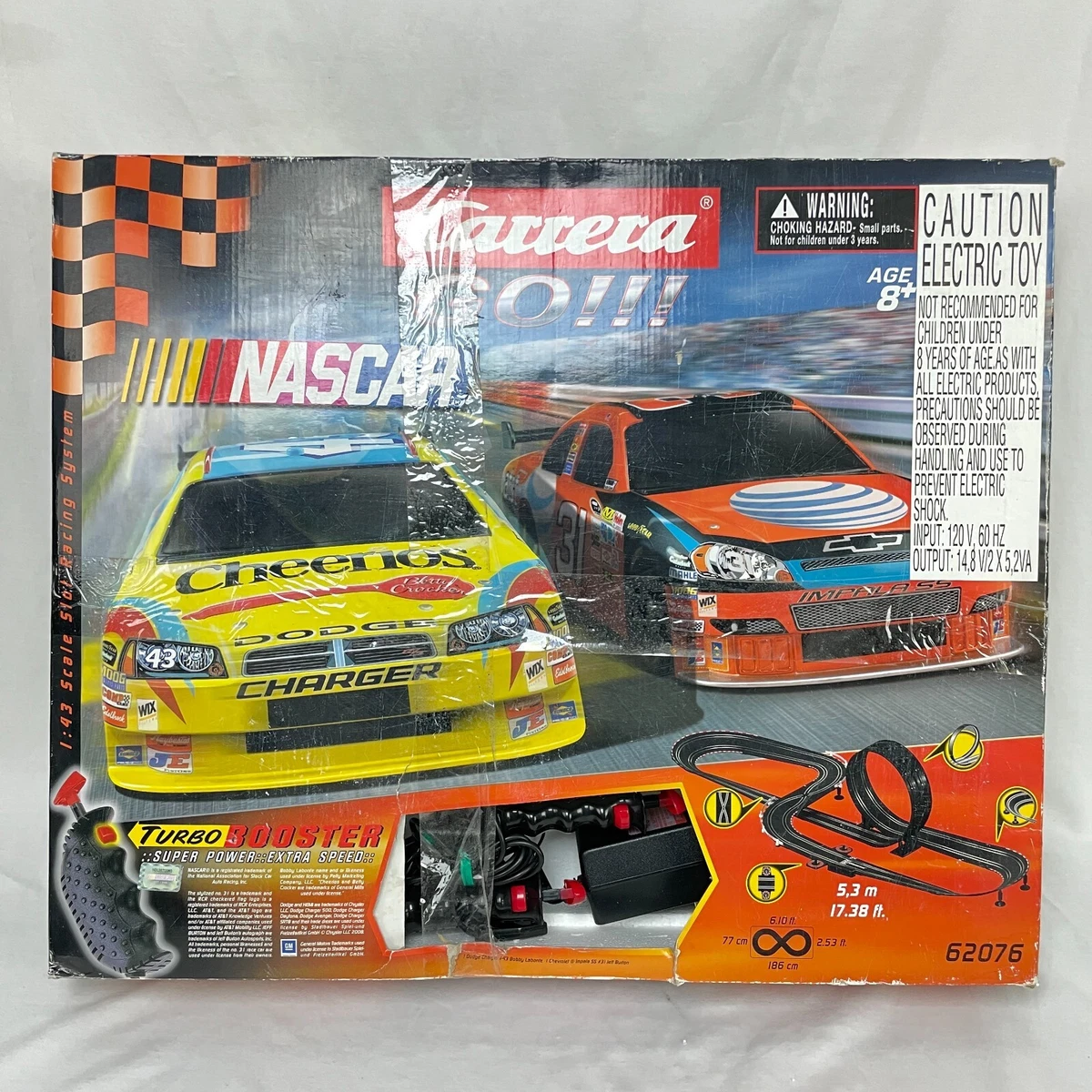 Carrera GO III 62076 NASCAR Slot Car Race Track Almost Complete Read Description