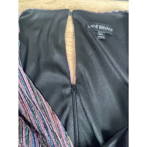 Lane Bryant Women's Size 20 Multicolor Metallic Faux Wrap Micropleated Dress NWT - Picture 5 of 7