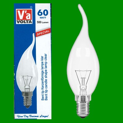 4x 60W Volta klare gebogene Spitze Kerze Glühbirne SES E14 kleine Edison Schraube