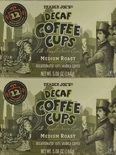 2 Packs Trader Joe's Decaf Coffee Cup Medium Roast 12 Cups 5.08 oz Each Pack