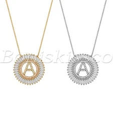 A-Z Alphabet Initial Letter Necklace Rhinestone CZ Pendant Gift For Women Girls