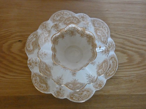 Wileman Daisy Shape Sprig Border Trio c.1890 Cup Saucer Plate Shelley Antique - Picture 2 of 8