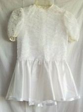 Unbranded Holy Communion Dress Girls 6X White Lace Short Balloon Sleeve