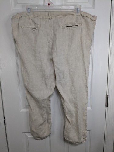 Caslon Pants Women's 44 Waist Beige 100% Linen Casual Stretch - Picture 4 of 6