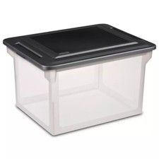 18.5"x14" Plastic File Box Clear/Black