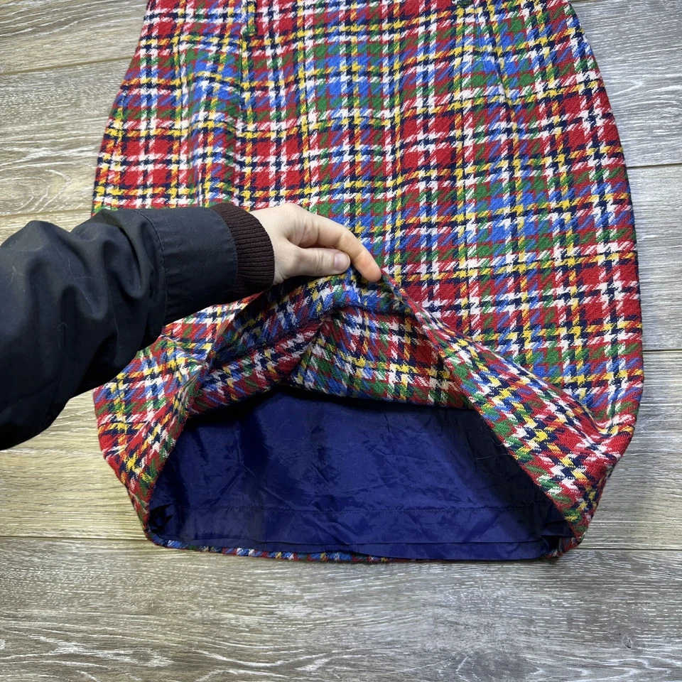 Falda LizWear Talla 10 Roja Lana Tweed, Azul Forrada Falda Lápiz Mini Para Mujer’s Foto 3 de 4