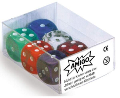 °AMIGO 00060 Würfel Transparent W 6 Set gemischt Neu & OVP