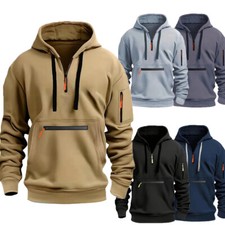 Tops Hoodies Pullover Sweater Sweatshirt Men Work Half Zip Up Jumper Coat