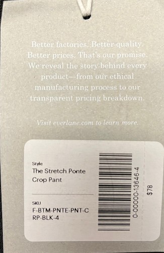 Nuevo con etiquetas Everlane Stretch Ponte Crop Pantalón, Negro, 4 - Imagen 5 de 5