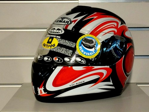 CASCO INTEGRALE VEMAR VSF FIBRA ECONOMICO ROSSO BIANCO TG. L | eBay