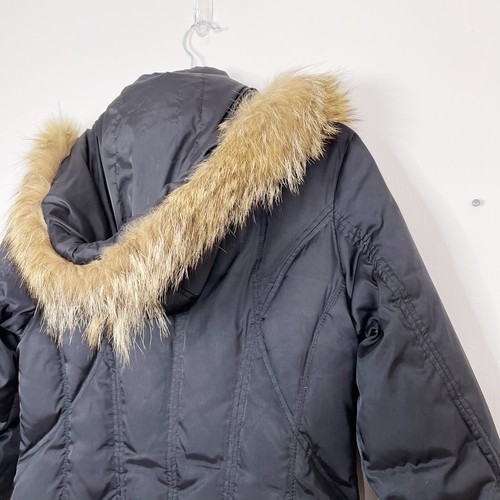 Andrew Marc Damen Medium M schwarz matt Satin Daunenjacke gesteppt Fell Kapuze Parka - Bild 5 von 12