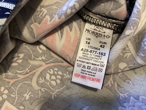 Next Morris Co Blouse Boxy Top William Morris Black Chrysthemum Print. Boho 14 - Picture 7 of 7