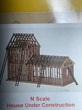 HOUSE UNDER CONSTRUCTION / FRAMING DETAIL  - N Scale LASER CUT WOODEN KIT - NEW