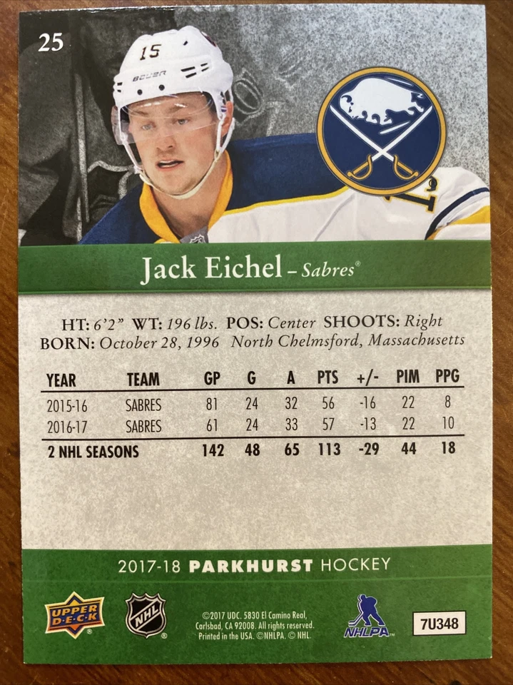 17-18 UD Parkhurst Hockey 25 Jack Eichel - Image 2 of 2