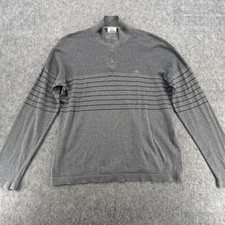 Lacoste Sweater 6 Gray Striped Lightweight Cotton Cashmere 1/4 Zip Pullover