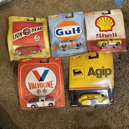 Hot Wheels 2020 Vintage Fuel & Oil Complete Set 5 Lion Head Gulf Shell Agip Gulf
