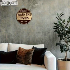 2D Flat 1pc Humorous Round Sign Don't Eat If You Can't Wash Dishes Home Kitchen
