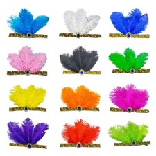 Feather Headbands Crystal Mardi Gras Headwear for Girls Masquerade Accessories