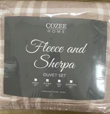 Brand New In Pack Fleece And Sherpa Double Duvet Set Cozee Home Beige Check QVC