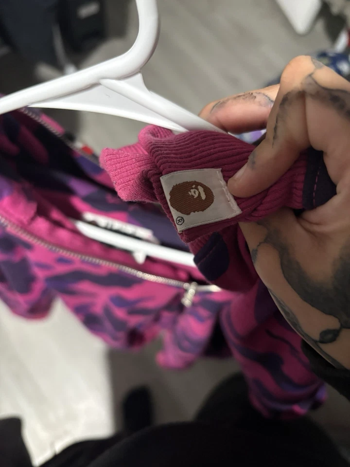 Sudadera con Capucha Bathing Ape Bape Púrpura Camuflada Cremallera Completa Tiburón Talla Grande Foto 4 de 4