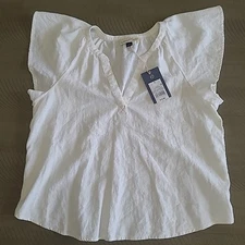 Universal Thread Linen Blend Flutter Sleeve White Blouse Size S New With Tag