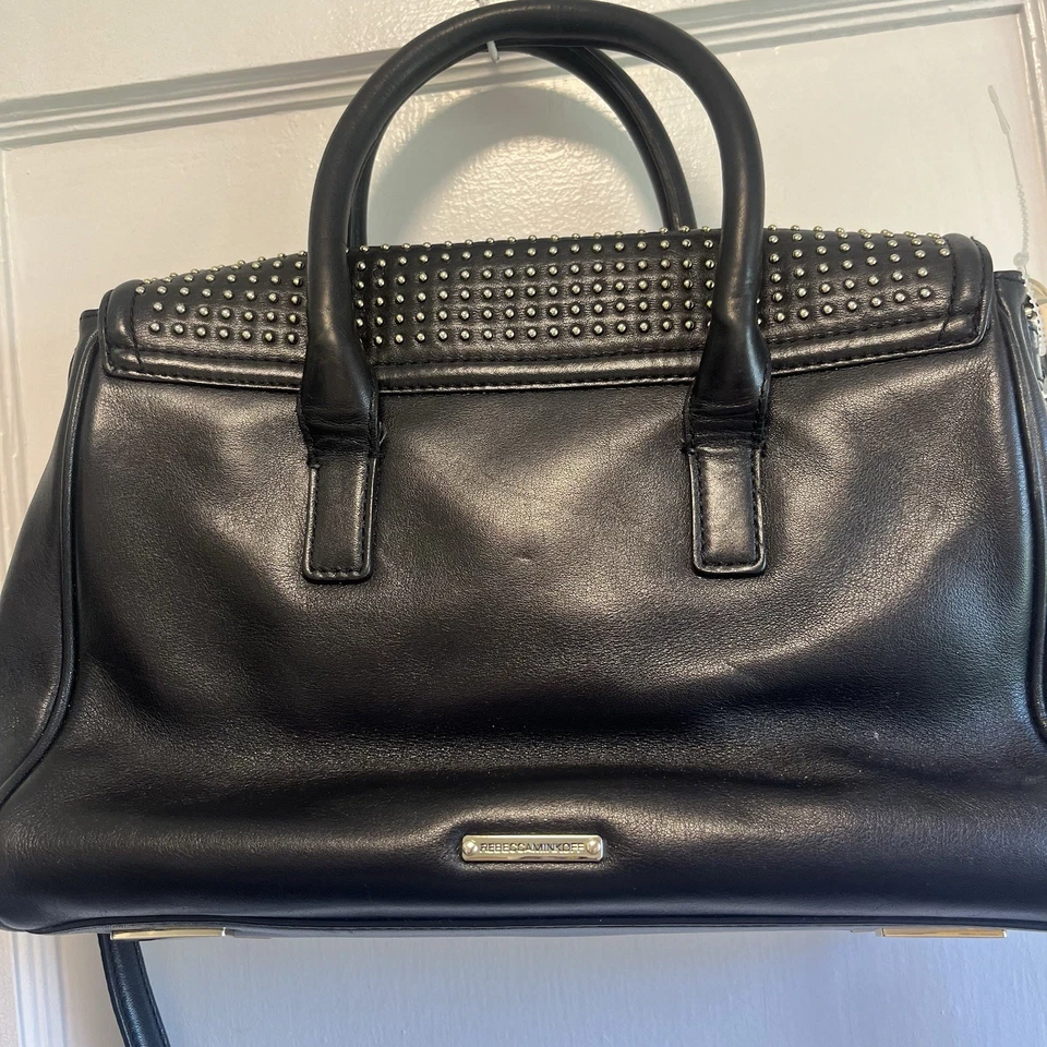 Bolso de hombro de mano Rebecca Minkoff Jules de cuero negro con tachuelas asa superior Foto 4 de 4