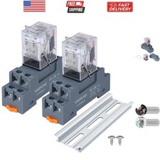 Electromagnetic Power Relay, 10 AMP 12V DC Relay Coil with Socket Base, LED I...