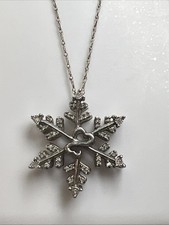 Jane Seymour Open Hearts Necklace SNOWFLAKE White Diamond 925 SS Necklace