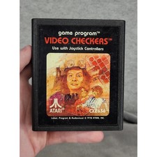 Atari 2600 Video Checkers Game Cartridge 1978 CX2636 Vintage Black Picture Label
