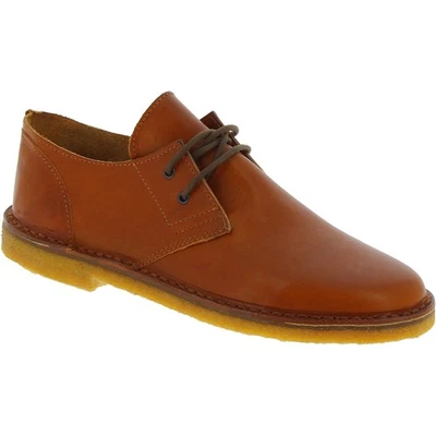 Chaussures basses Homme en cuir marron artisanales semelle en caoutchouc - Photo 1/4
