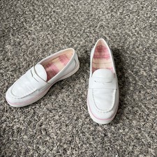 Cole Haan Nantucket 2.0 Penny Loafers White Pink Leather 7 B Shoe