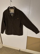 Woolrich Brown Canvas Sherpa Lined Chore Rancher Barn Coat Cordoroy Collar XL
