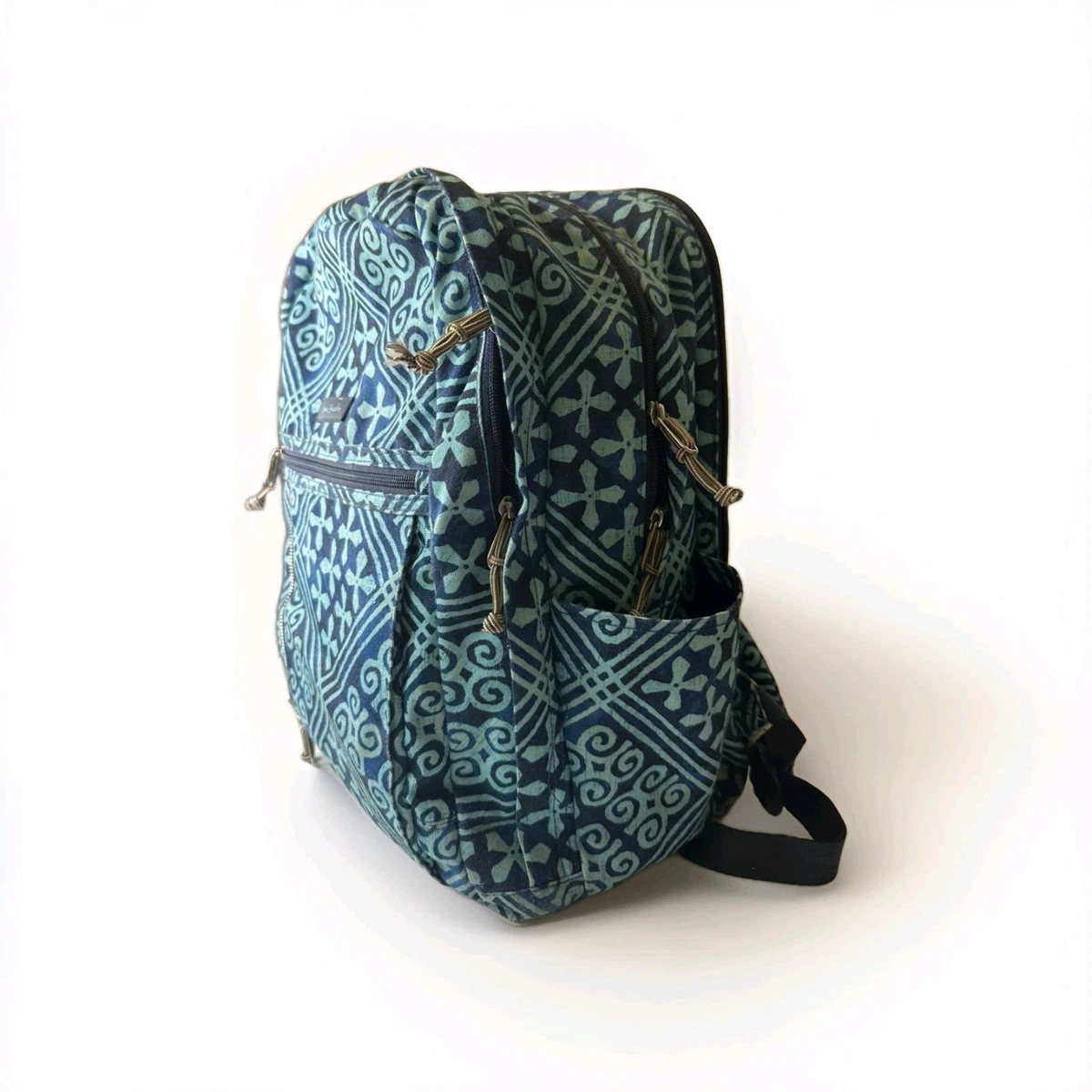 Forest Canvas Geo-Pattern Backpack -Sholder Bag with Teal Leather Pocket POLO RALPH LAUREN EQUESTRIAN-PLAID CANVAS | Mercari main image 3